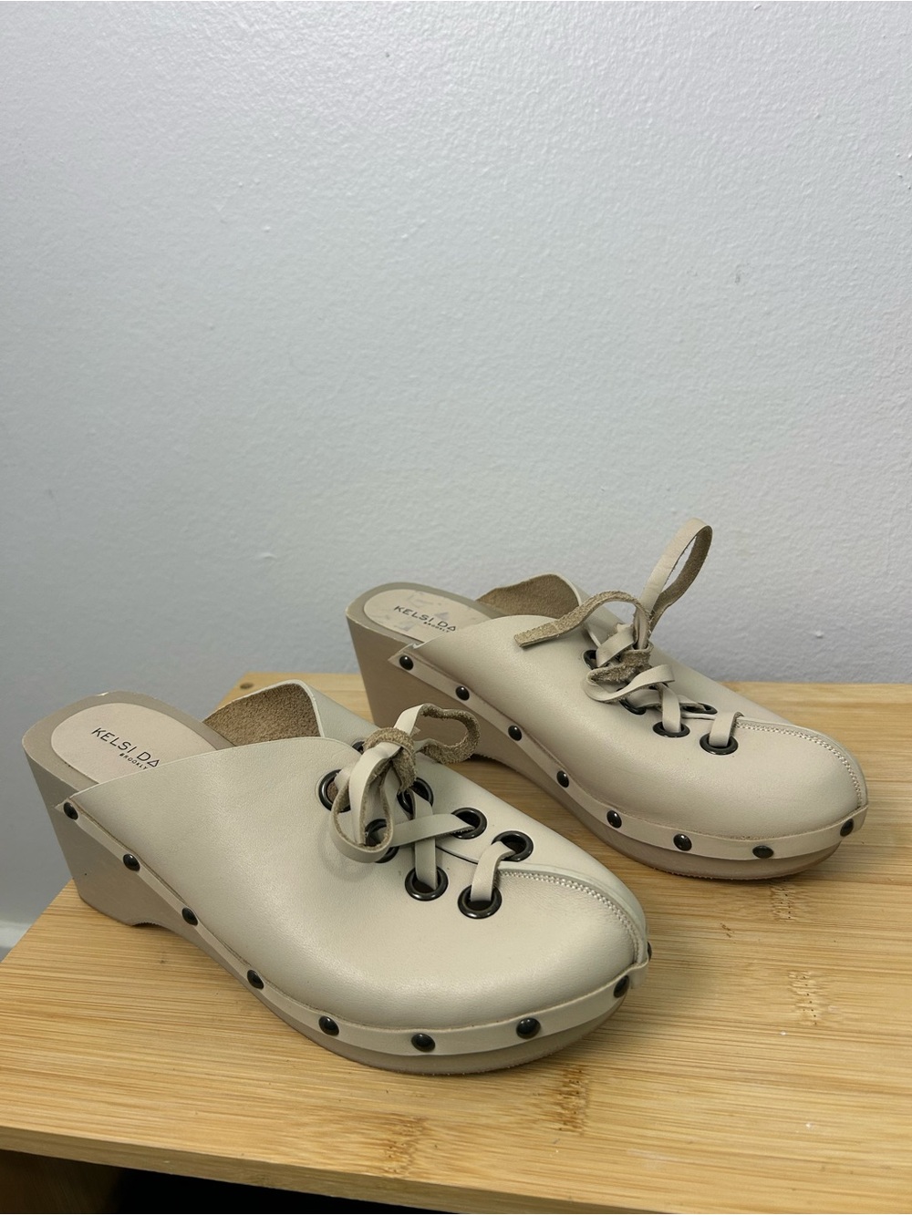 Kelsi Dagger Brooklyn Size 7 Justva clogs Leather chunky platform wedge sole